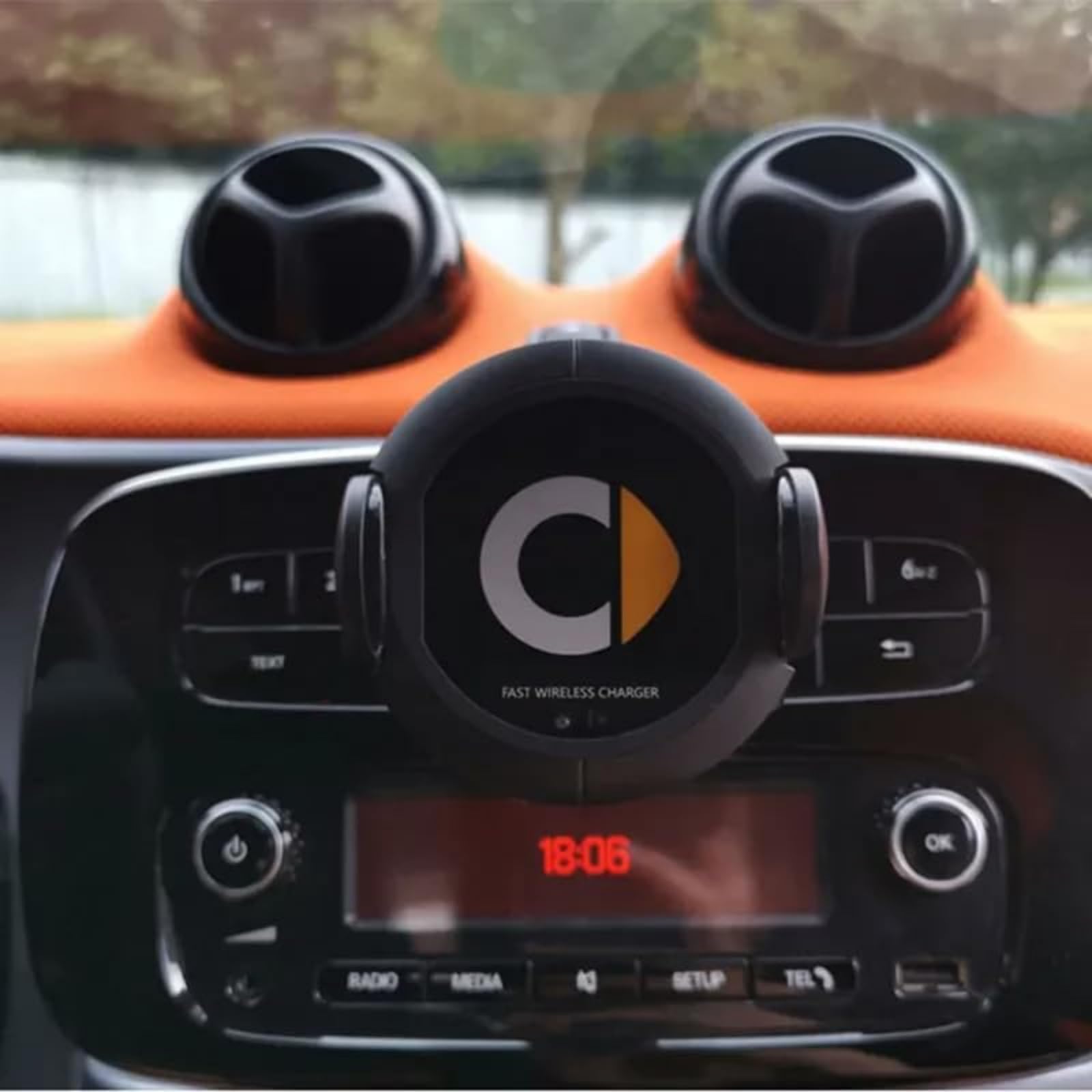 Supporto per Telefono da Auto per Smart 453 Fortwo Forfour, Supporto di Ricarica Wireless con Sensore Automatico, Supporto Intelligente a Infrarossi per Telefono Cellulare Regolabile per Cruscotto