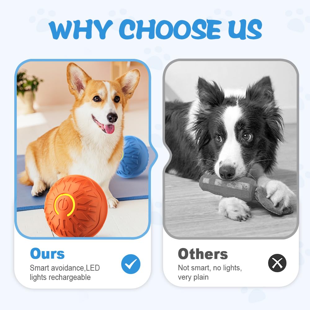 Interaktives Katzen-Hundespielzeug, 2026, intelligenter automatischer beweglicher Ball, Spielzeug für Indoor-Hunde, Katzen, selbstrollender interaktiver Katzen-Hundespielzeugball für kleine