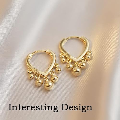 Kesaplan Sterling Silver Huggie Hoop Earrings For Women 14K Gold Plated Trendy Cubic Zirconia/Bead/Bar/Ball Dangle Earrings For Girls #TOP3