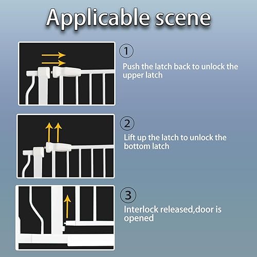 Miniatura 4 de Puerta para bebé extra ancha y alta de 37.4 pulgadas de ancho, montada a presión, para caminar por la casa, columpio, cierre automático, puerta de