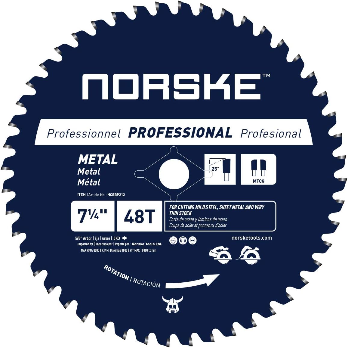 Norske Tools NCSBP216 10 inch 72T Metal Cutting Saw Blade For Steel Roofing, Metal Siding, Steel Pipe, Steel Studs & More 5/8 inch Bore