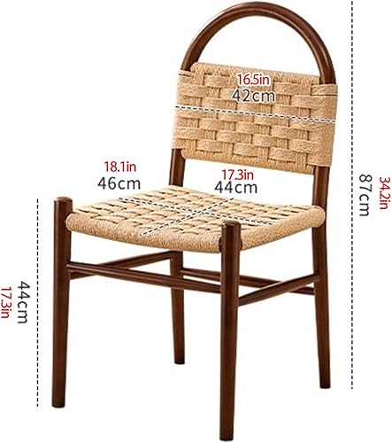 Miniatura 2 de Sillas de comedor de ratán de madera, sillas de cocina tejidas, silla de comedor con patas de madera, silla de tocador, silla lateral sin brazos