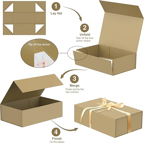 Miniatura 2 de HavrePac Paquete de 4 cajas de regalo grandes de 13.8 x 9 x 4.3 pulgadas, cajas de regalo de lujo con tapas, caja de regalo con cierre magnético