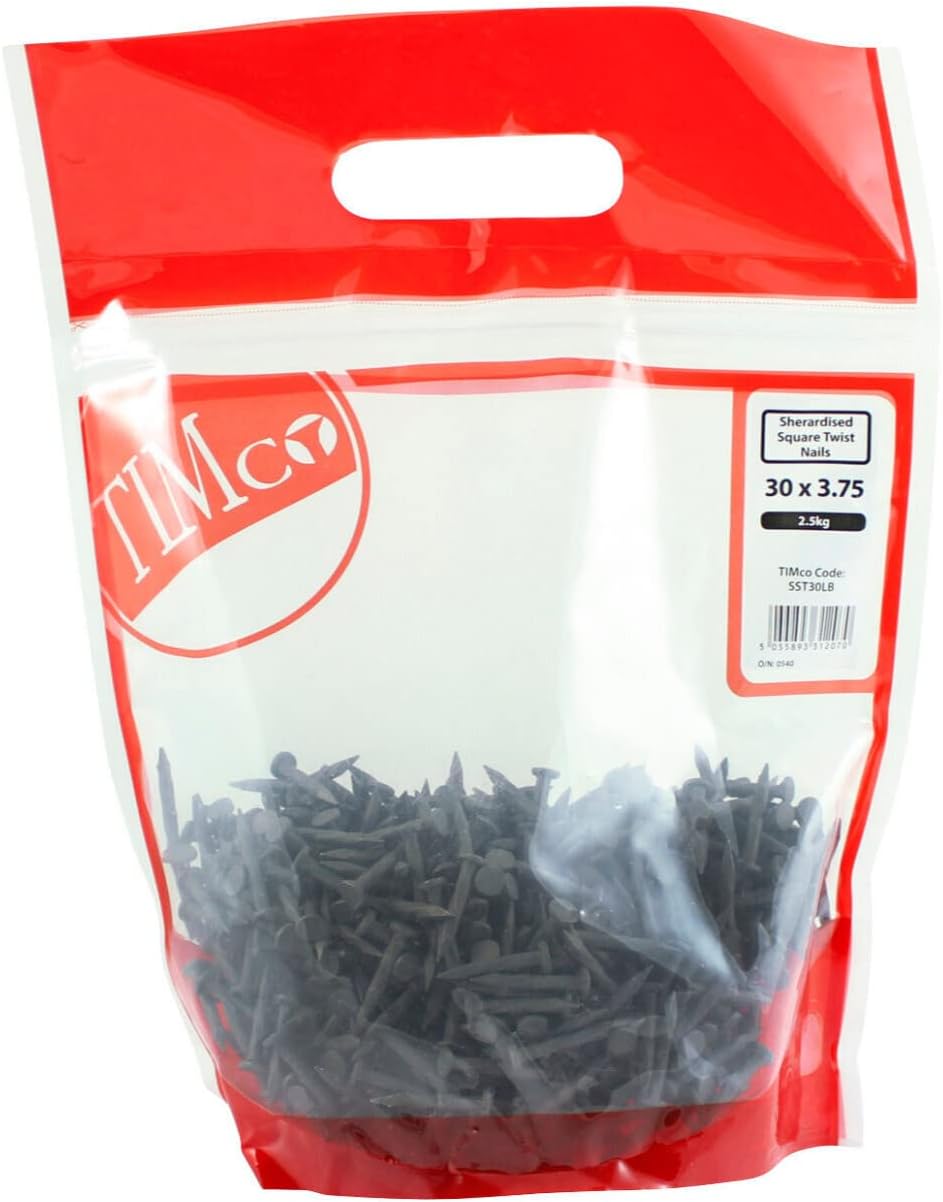 TimCo SST30B 30 x 3.75-1kg Bag Square Twist Nail-Sherardised, Black