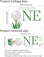 Vista 4 de Calcomanías de fondo de cumpleaños con agujero en uno, letreros de patio de golf para fiesta de cumpleaños al aire libre, calcomanías de pared