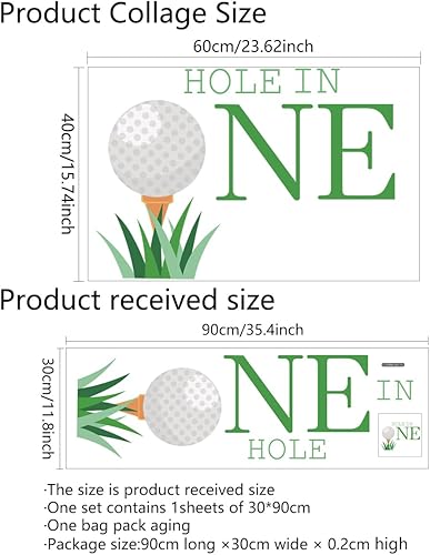 Miniatura 4 de Calcomanías de fondo de cumpleaños con agujero en uno, letreros de patio de golf para fiesta de cumpleaños al aire libre, calcomanías de pared con