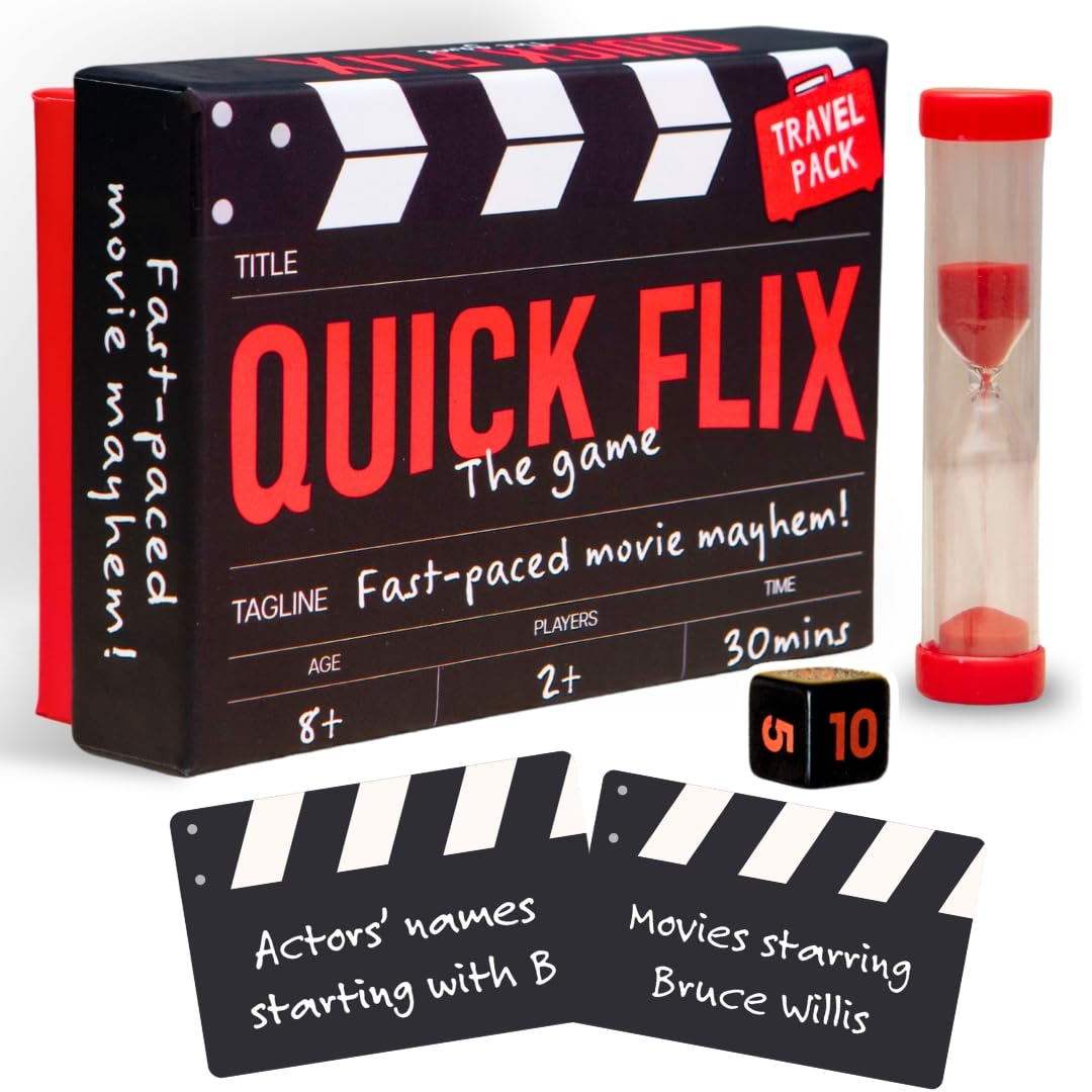 Boxer Gifts Quick Flix Movie Trivia Travel Game for Adults and Families