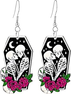 Skull Cherry Earrings for Women Acrylic Punk Skulls Dangle Earrings