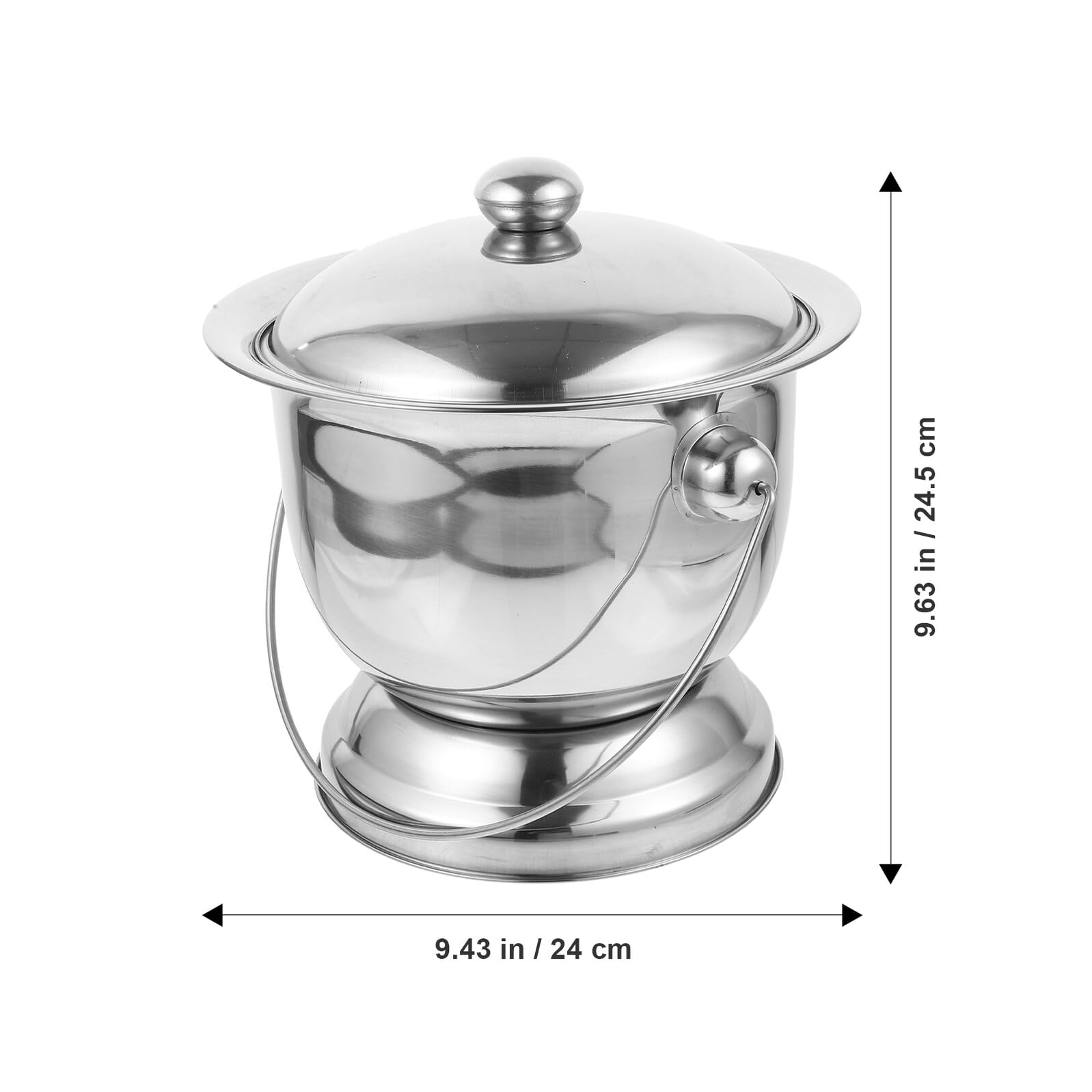 Pot de Chambre Facile à Nettoyer et Scellé avec Couvercle en Acier Inoxydable Argenté Adulte Accessoires pour Soins aux Patients Adaptés la Maison Voyage