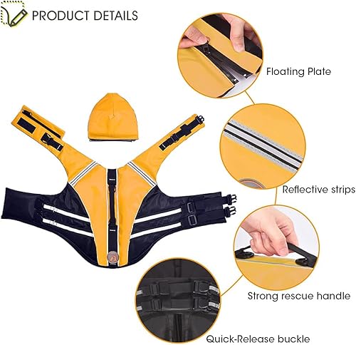 Miniatura 5 de Mklhgty Chaleco salvavidas para perro, chaleco salvavidas reflectante para perro con flotador de cuello extraíble y alta flotabilidad para nadar y