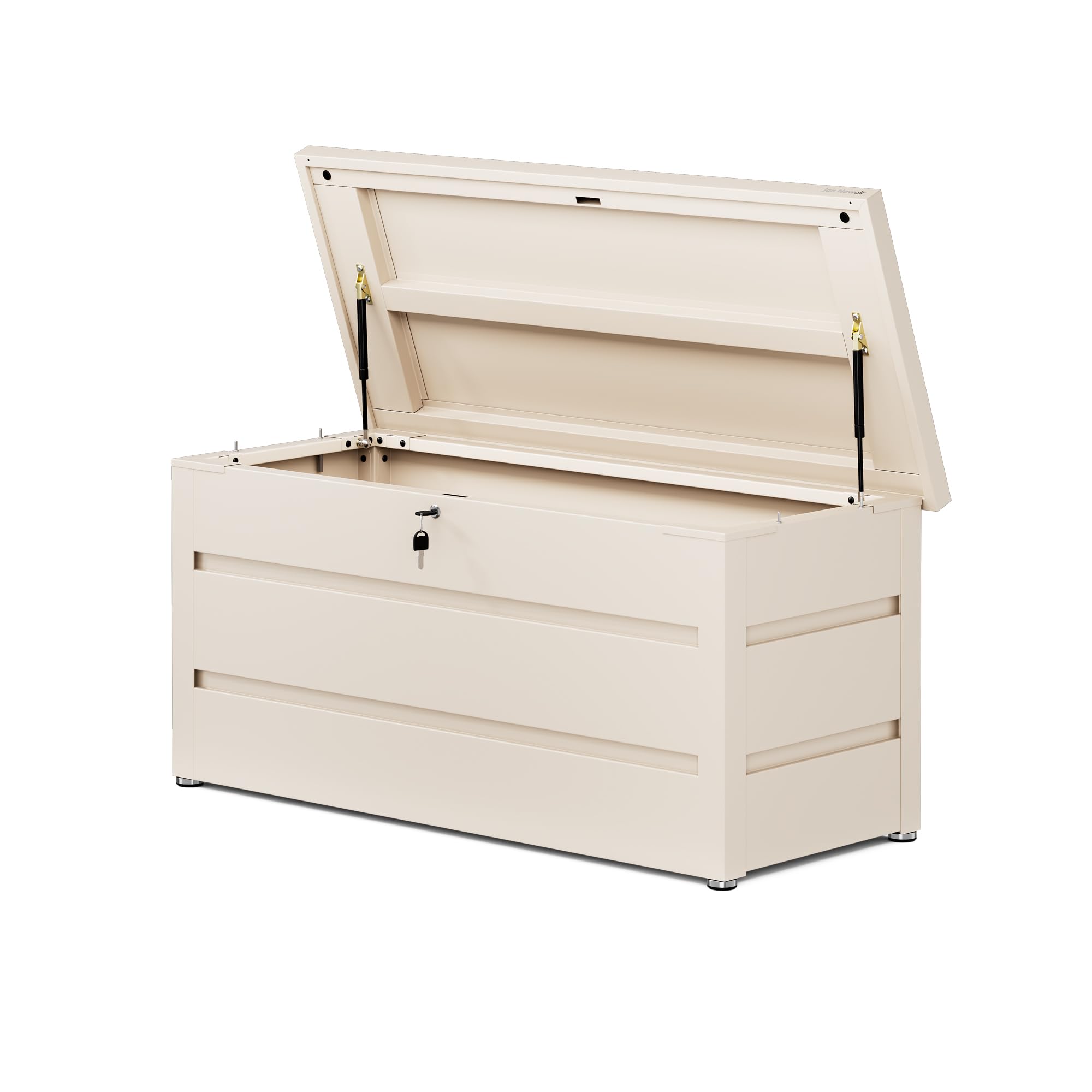 Jan Nowak Gartenbox Metall 360 L Auflagenbox wasserdicht abschließbar Kissenbox Stahl Balkonbox Terrassenbox Outdoor Aufbewahrungsbox mit Gasdruckfedern Sitzfunktion 119 x 58,7 x 52 cm