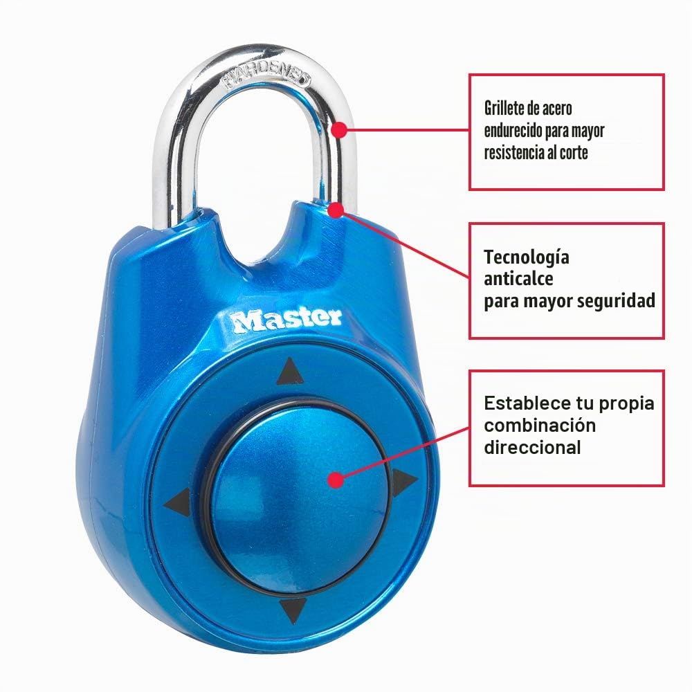 Master Lock 1500iD - Candado de combinación direccional, 1 paquete, color azul