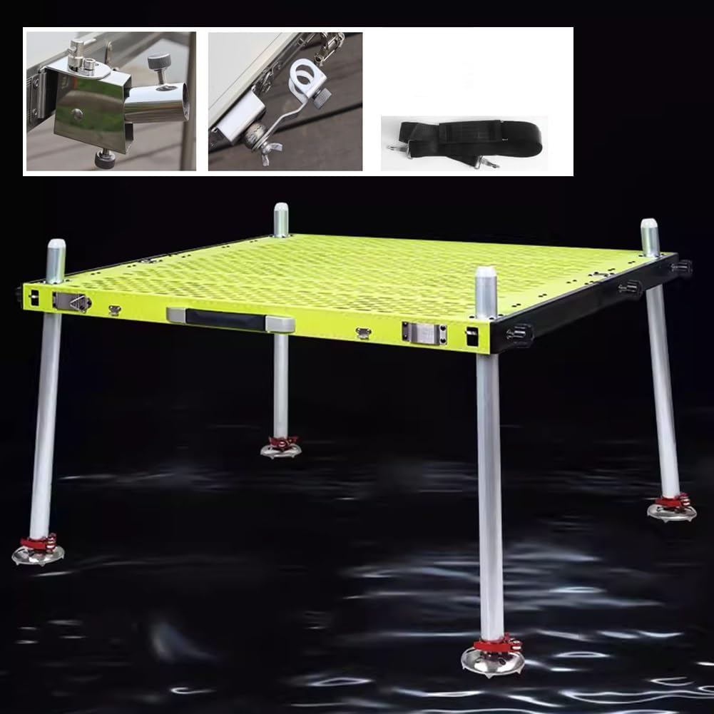Piattaforma di pesca per tutti i terreni, in lega di alluminio leggera, altezza gamba regolabile, design pieghevole, ideale per pesca da riva e in acque profonde, durevole e portatile