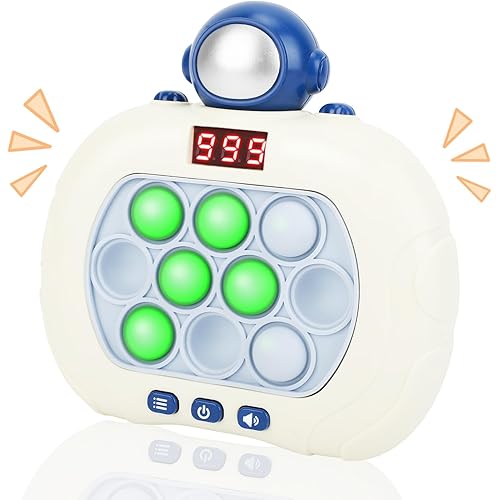 FLLOBE Quick Push Pop Game Fast Push Bubble Game Console Pop Game Fidget Toys Light up Pop Game for Kids and Adults, Birthday Gift (Astronaut)
