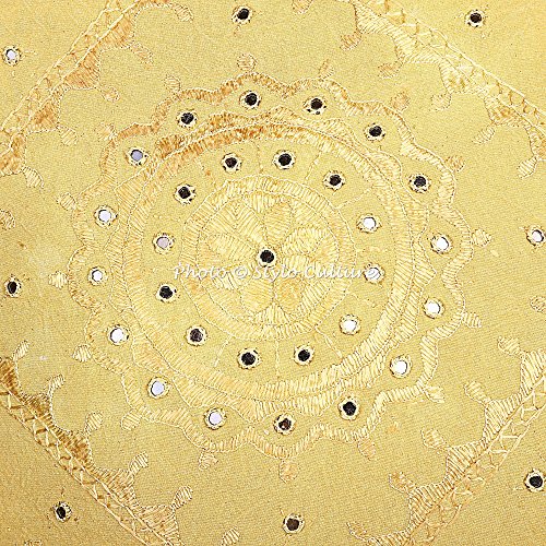 Stylo Culture Indian Ethnic Bestickte Spiegel Outdoor Kissenbezüge 60x60 Wohnzimmer Dekor Senf Gelb Großes Sofa Couch… – Bild 6