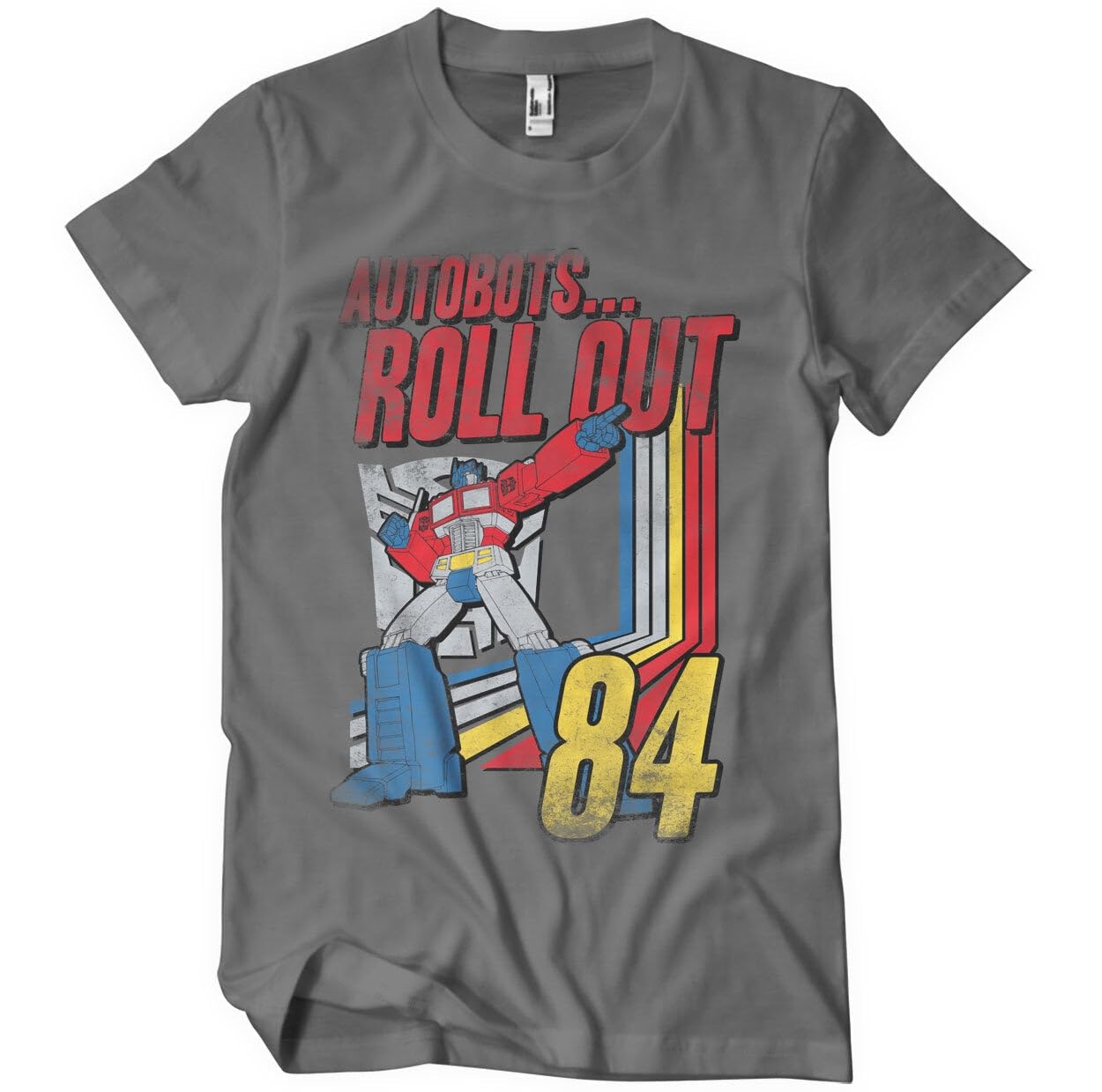 Transformers Men's Dark Grey Officially Licensed Autobots - Roll Out T-Shirt (Dark Grey), Medium