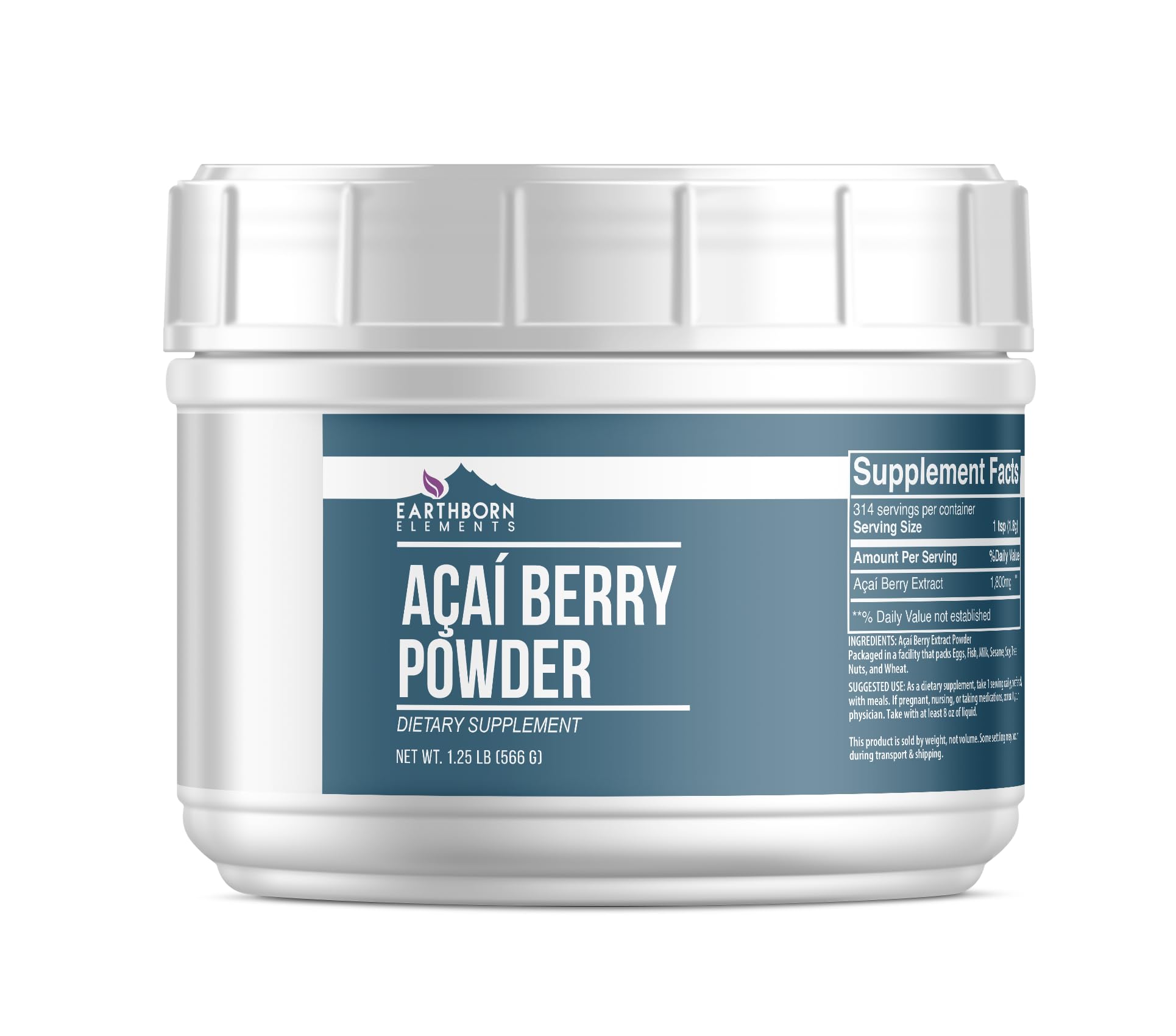 Earthborn Elements Acai Berry Powder, 1.25 lb, Superfood, Smoothies & Shakes