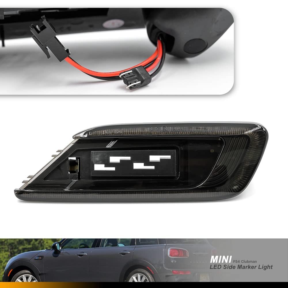 Indicatori laterali Indicatore luminoso a LED con ripetitore per 2016-2021 Mini Clubman F54 One Cooper S D SD ALL4 Steptronic JCW Indicatore di direzione a led ambra 2 pezzi Lente fumo