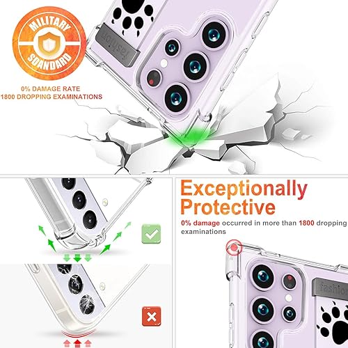 Miniatura 4 de Linda funda transparente para S23 Ultra para mujer, con soporte de correa y soporte, resistente funda protectora compatible con Samsung Galaxy S23