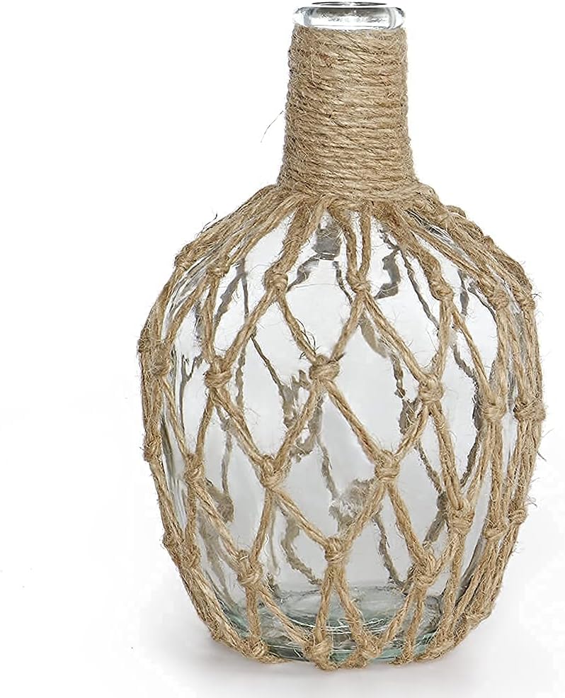 Amazon.com: MyGift Coastal Style Decorative Glass Bottles with Rope ...