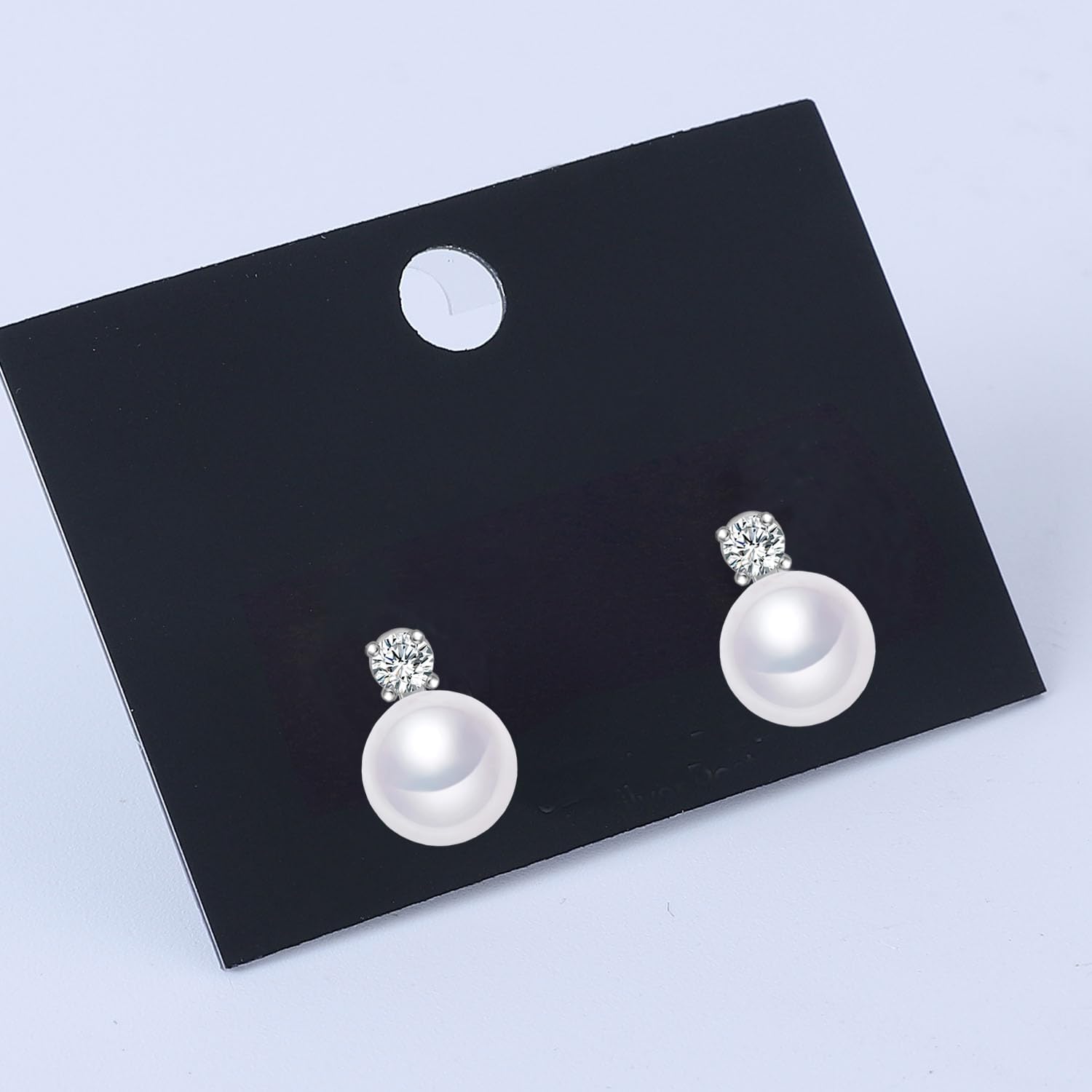 AAA+ Quality Handpicked Freshwater Cultured Stud Button Pearl Earrings Gold Plated 925 Sterling Silver Post (White gold, 8-9mm) - Image 5