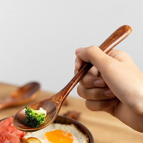 Miniatura 6 de Cubiertos de madera, estilo japonés, juego de cuchara y palillos de madera reutilizables, vajilla portátil, utensilios de viaje, utensilios de