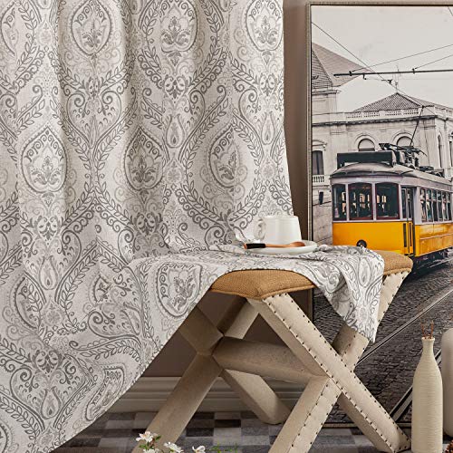 jinchan Blackout Curtains 63 Inch Length 2 Panels Blue Damask Medallion Window Curtains for Bedroom Grommet Thermal Insulated Drapes for Living Room Vintage Luxury Window Treatments Set A1 |