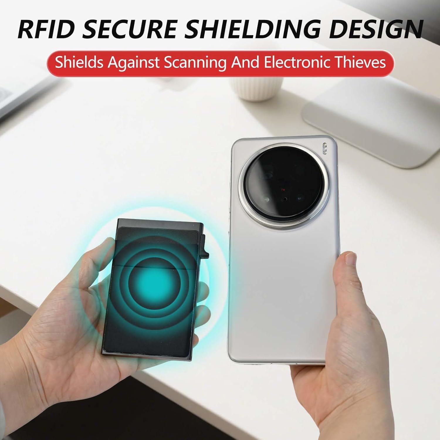 Slim Wallet for Men, Pop up Card Holder with Money Pocket RFID Blocking, Minimalist Business Aluminum Credit Card Wallet Case for Notes and Coins and Debit Cards (BLACK) - Image 4