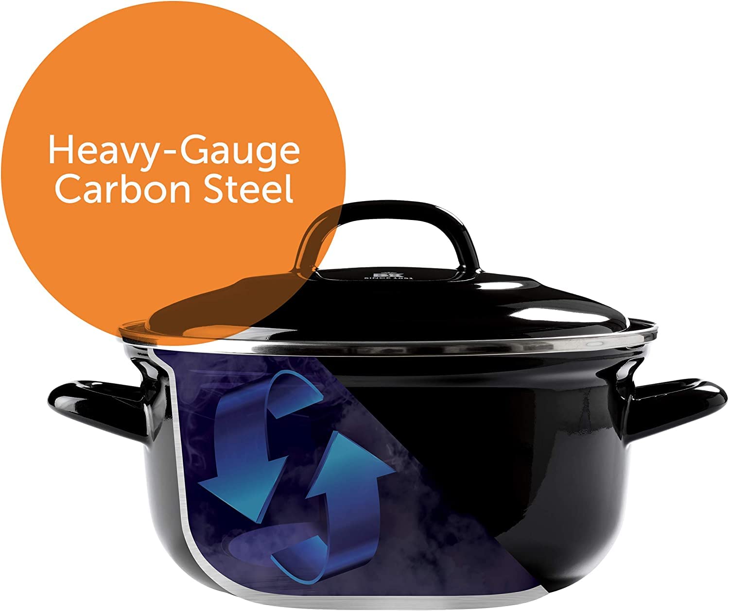 BK Indigo Cacerola Tradicional Holandesa con Esmalte Alemán y Tapa con Revestimiento Cerámico Antiadherente sin PFAS, 24 cm/4,2 Litros, Inducción, Apta para Lavavajillas y Horno, Negra