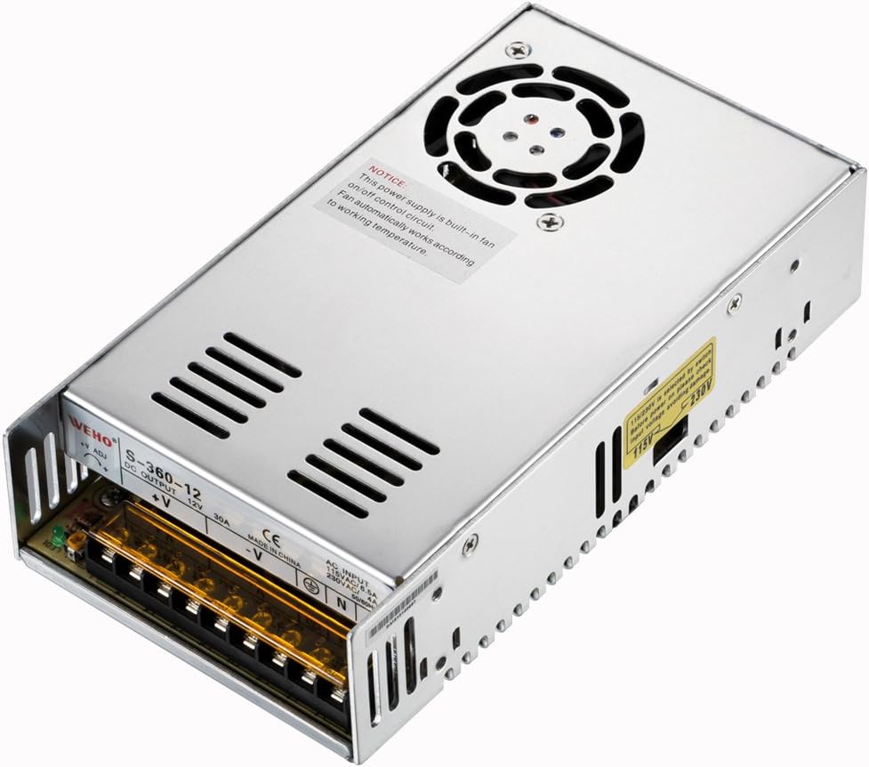 WEHO 12v 30a Dc Universal Regulated Switching Power Supply 360w for CCTV, Radio, Computer Project
