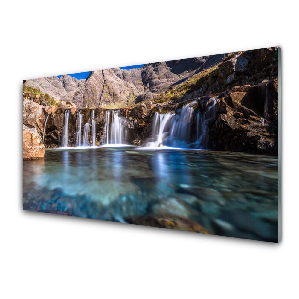 Impression sur verre trempé 100x50cm tableau mural moderne cascade nature Tulup