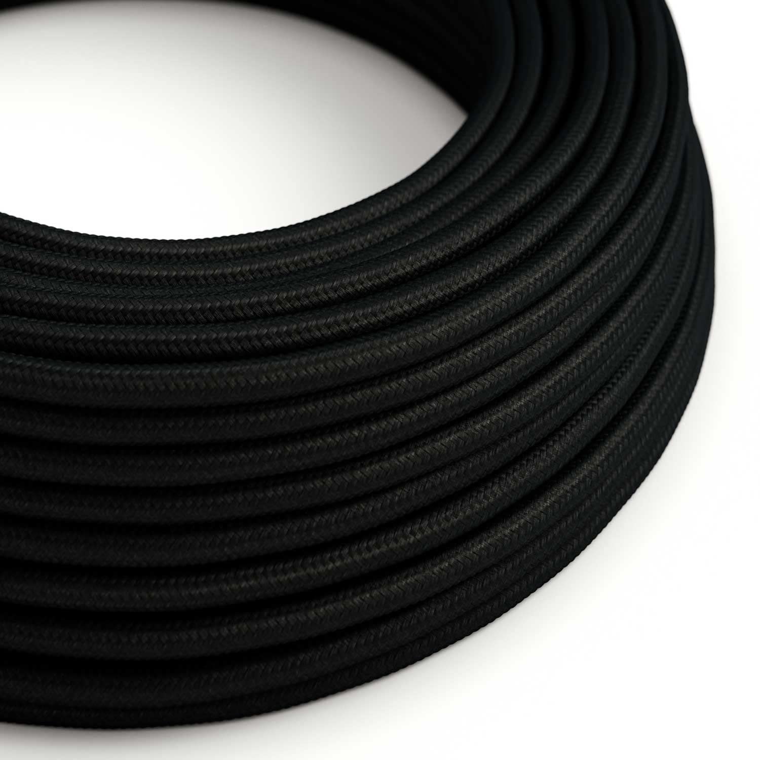 creative cables - Textilkabel rund, schwarz mit Seideneffekt, RM04-20 Meter, 2x0.75