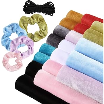Amazon.com: Sntieecr 20 piezas 10 colores tela de terciopelo terciopelo pelo Scrunchies Making Kit con 32.8 ft negro elástico bandas de pelo Tie Cuerdas para DIY Craft accesorios para el cabello (9.8