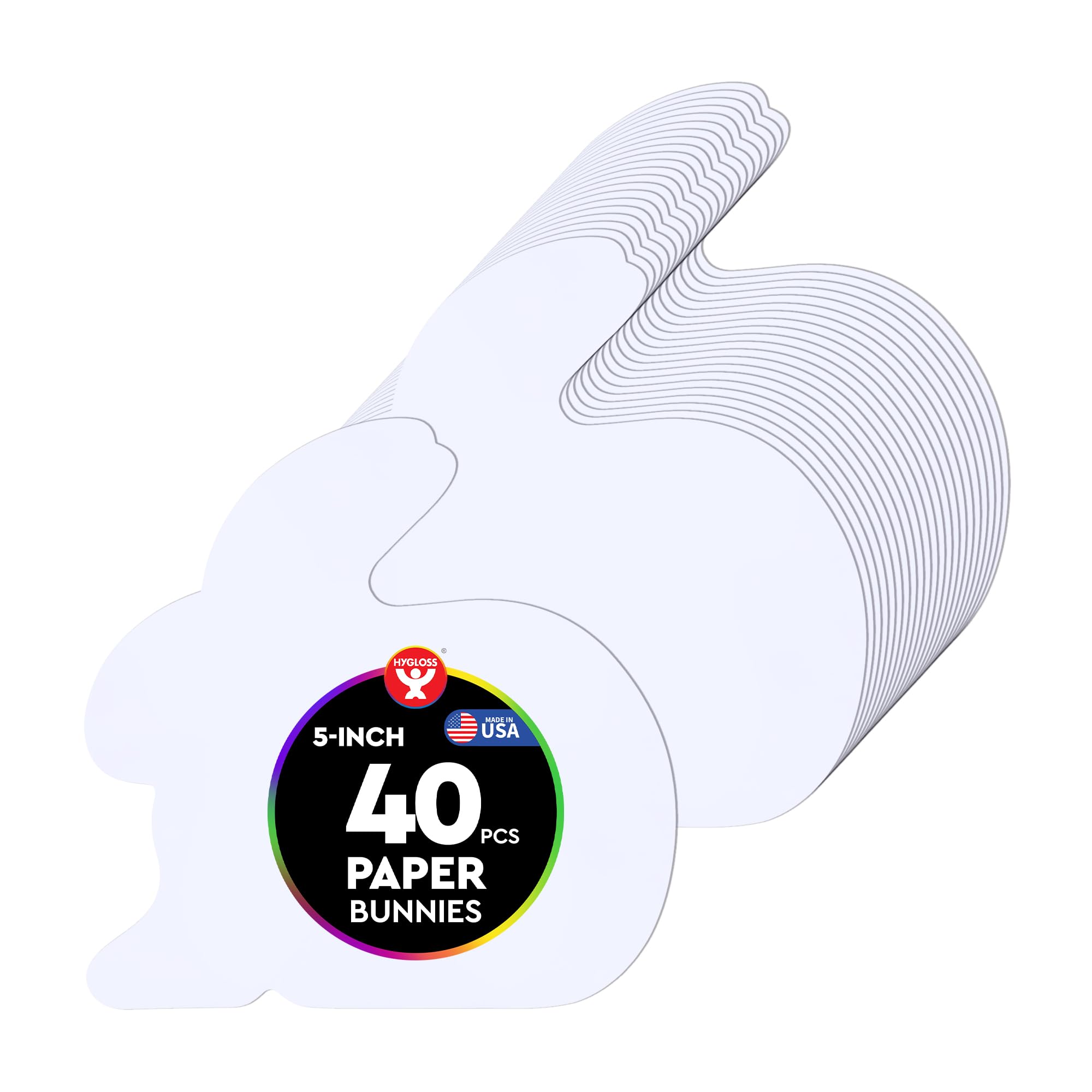 Hygloss Bunny Shape Paper Cut-Outs for Arts &amp; Crafts-Many Creative Uses-Easter Activities-White-5 Inches- 40 Pcs