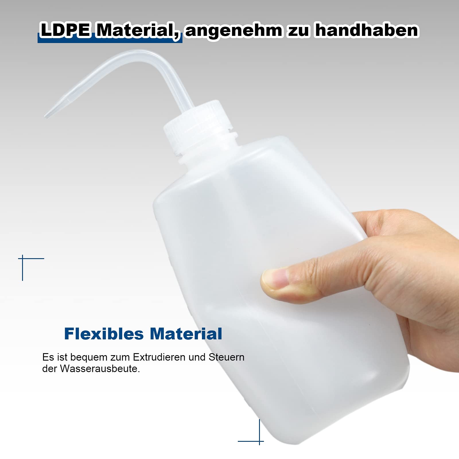 Flaconi Da Laboratorio In LDPE 500 Ml - 2 Pezzi Con Imbuto | Per Liquidi, Irrigazione E Conservazione