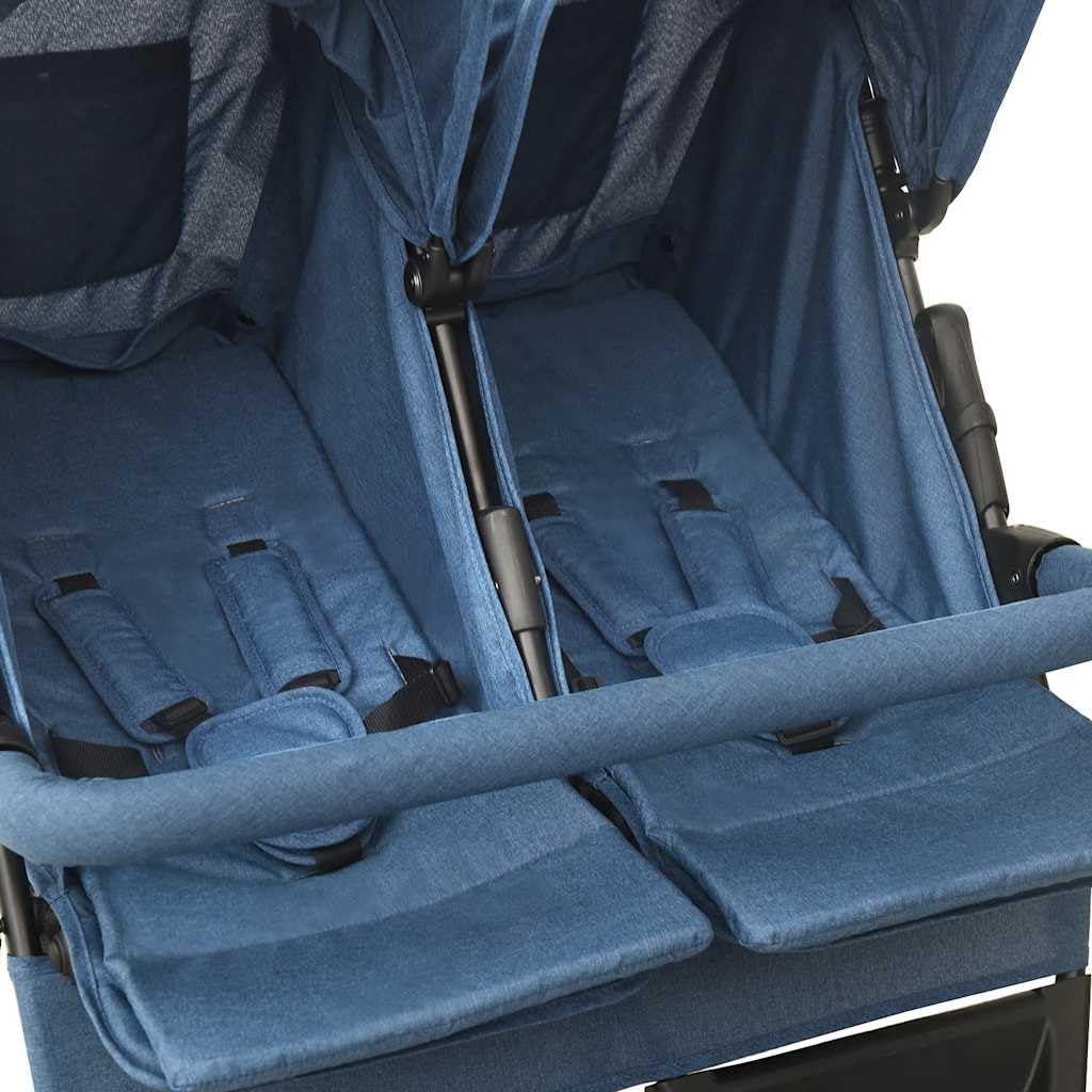 Passeggino gemellare in acciaio con funzione reclinabile, pieghevole e leggero, per neonati e bambini, con tettuccio parasole e sospensioni