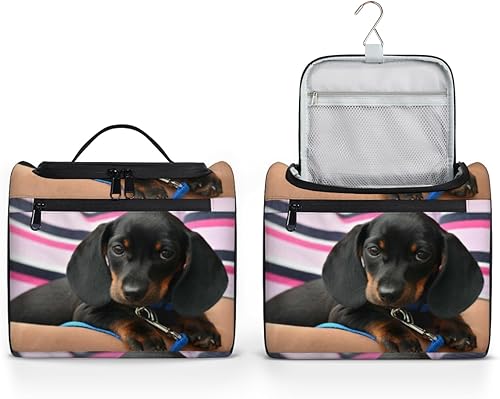 Miniatura 2 de Dachshund - Bolsa de aseo para mascotas para mujer, organizador de maquillaje de viaje con gancho para colgar, bolsas de cosméticos de viaje para