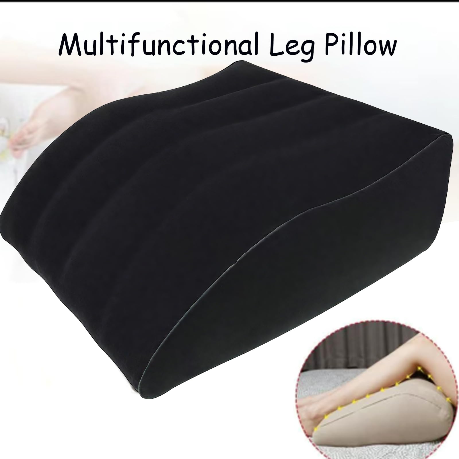 Cuscino per Gambe Gonfiabile, Cuneo per le Gambe per Dormire, per Migliorare la Circolazione e Ridurre il Gonfiore (Nero)
