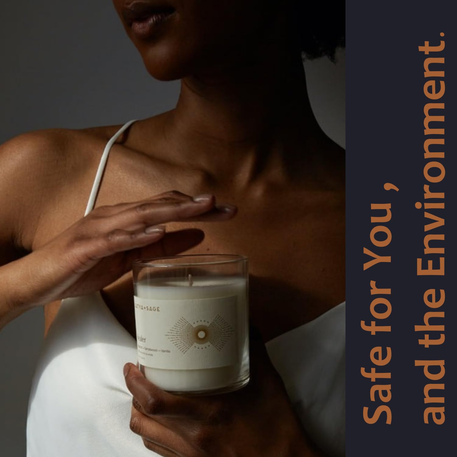 Satya+Sage Luxury Aesthetic Scented Candle (King, 5oz – Vetiver, Citrus, 29 Hours) | All Natural, Non-Toxic Coconut and Vegan Soy Wax w/Essential Oils for Massage, Relaxation | Hand Poured in USA