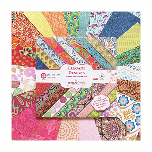 Paperhues Elegant Designs Collection Handmade Scrapbook Papers 12X12" Pad, 24 Sheets. #TOP2