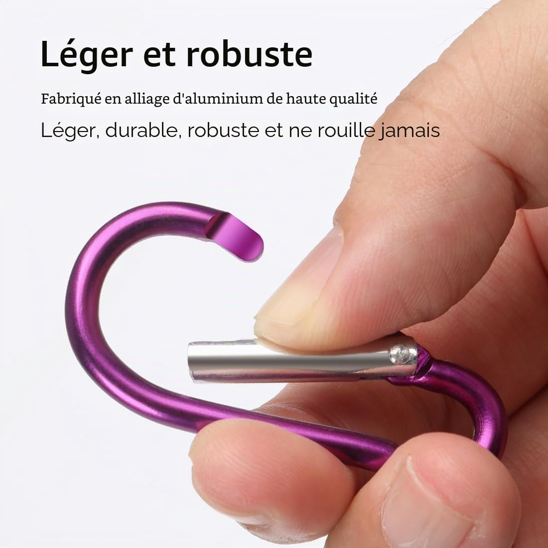Lot de 10 petits mousquetons porte-clés multicolores en aluminium pour camping, randonnée, voyage, mini sac à dos