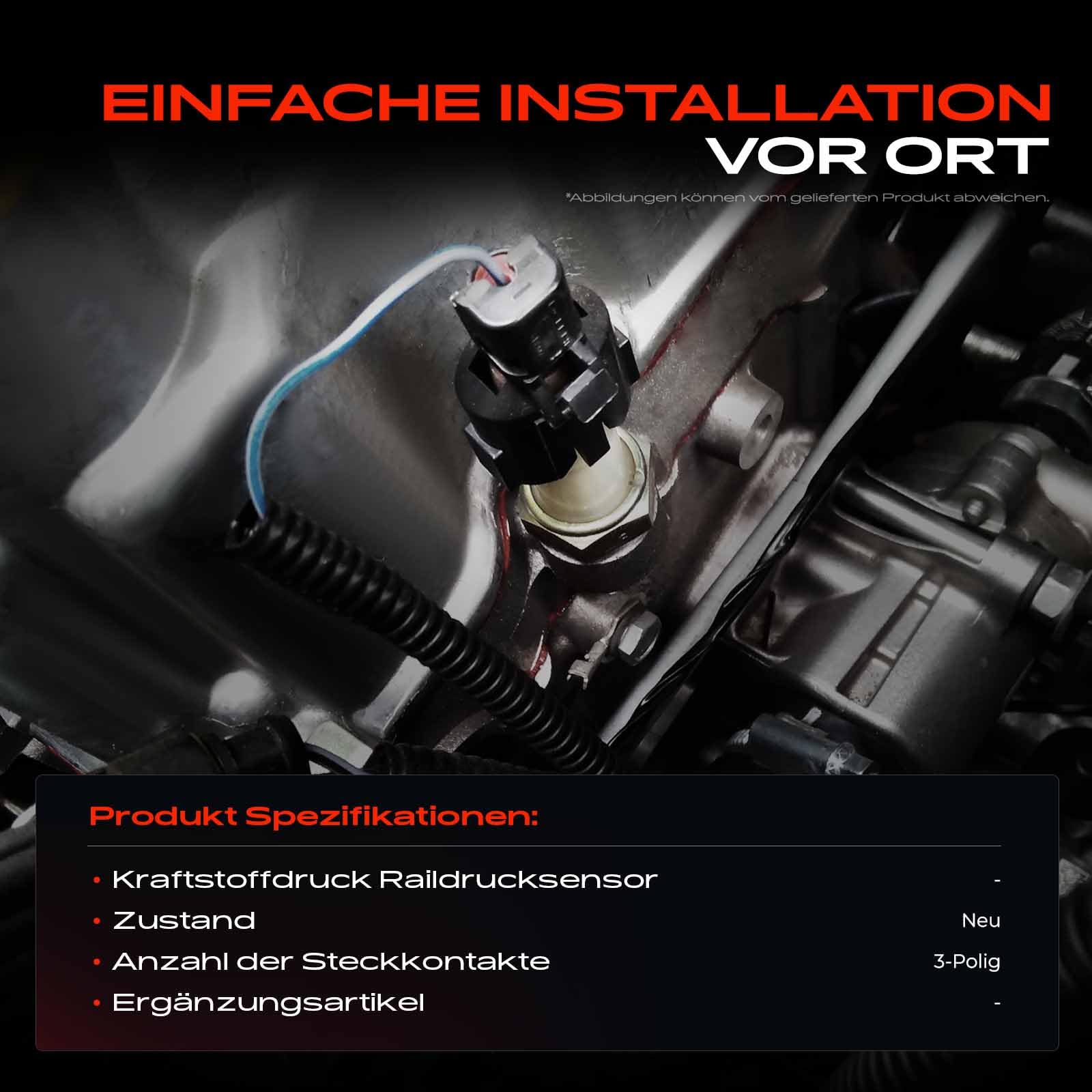 Frankberg Sensor Kraftstoffdruck Raildrucksensor 3-polig Kompatibel mit Corsa D S07 Corsa C Kasten/Schrägheck X01 Ducato Kasten 250 Astra J Caravan P10 Insignia Replace# 504247741