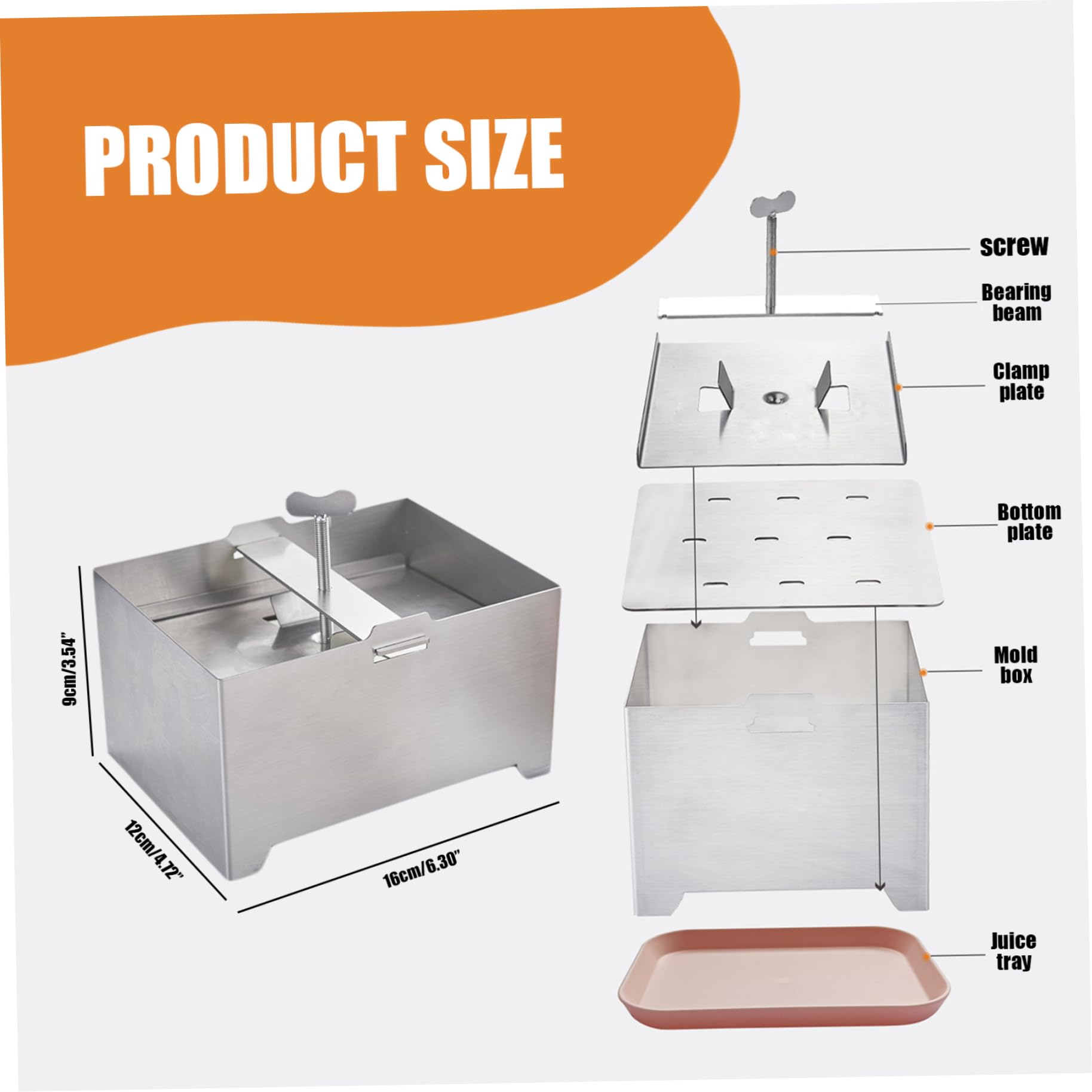 Tofu Press, appuye en Tofu en Acier Inoxydable, Fabricant de paneer réglable avec Trou de vidange et Plate