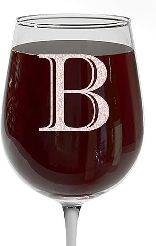 Miniatura 96 de Copa de vino grabada con monograma de 16 onzas (letra R) – Regalos personalizados de la A-Z para mujeres, regalos de vino personalizados para ella