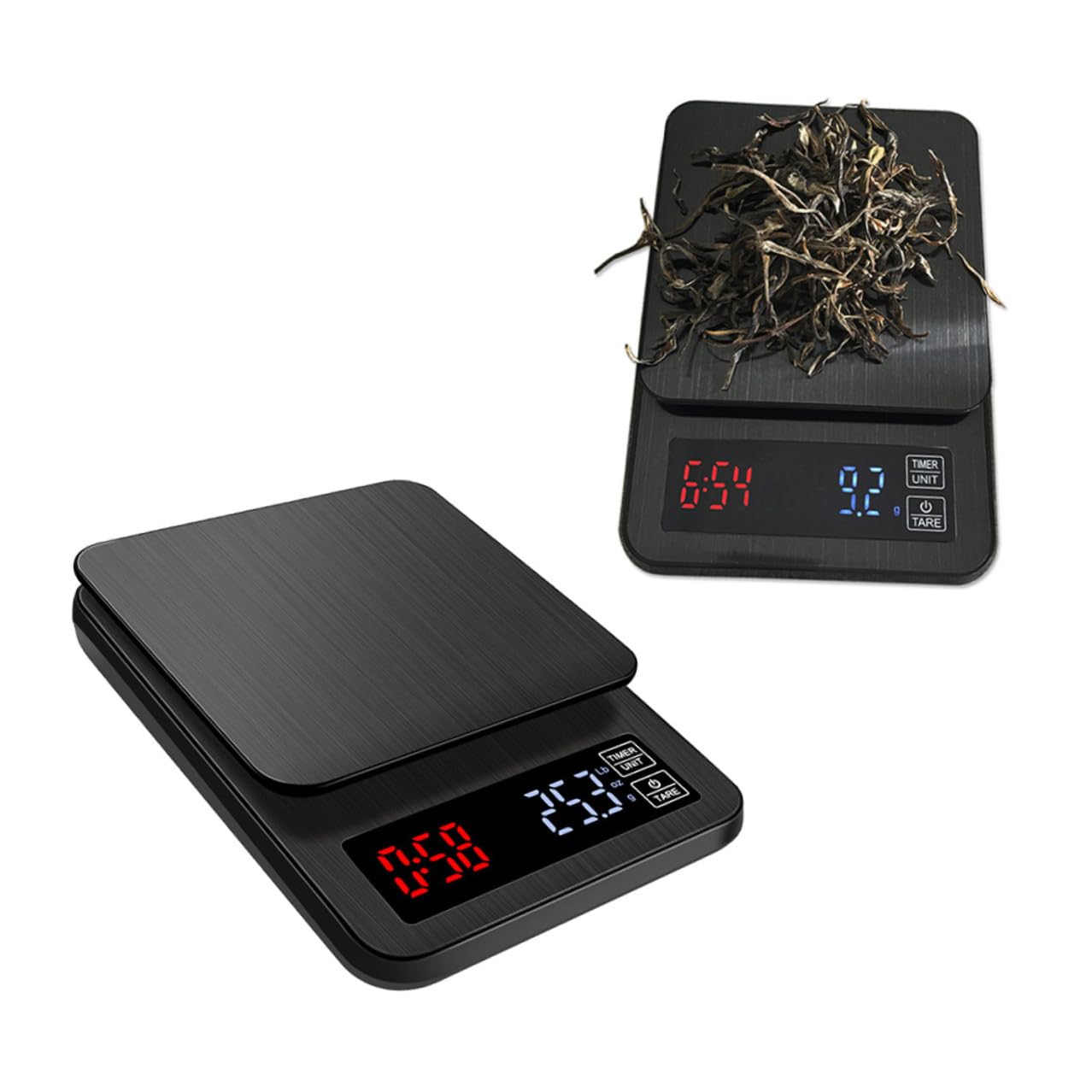 TOYANDONA Electronic Coffee Scale with Timer 5kg Capacity Digital Kitchen Food Scale with Precision Sensors USB Powered for Cooking Baking and Coffee Brewing Black