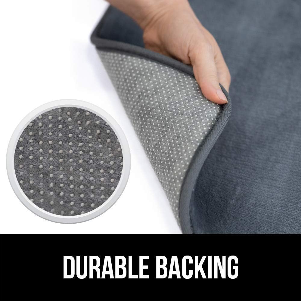 GORILLA GRIP Shower Stall Mat Size 21x21 Clear and Memory Foam Bath Rug Size 30x20 Graphite, 2 Item Bundle