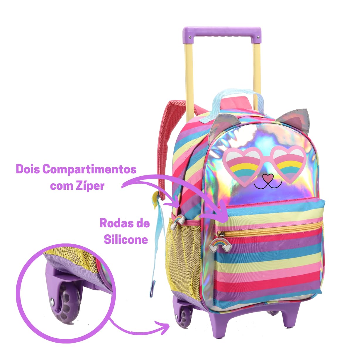 Kit Mochila Escolar Com Rodinhas Gatinho Menina Feminina Brilhante em promoção! Veja a oferta e mais achadinhos de Mochilas escolares 4 Hoje é o melhor dia para comprar Kit Mochila Escolar Com Rodinhas Gatinho Menina Feminina Brilhante com aquele preço maroto! Promoção! Aproveite a oferta! 4