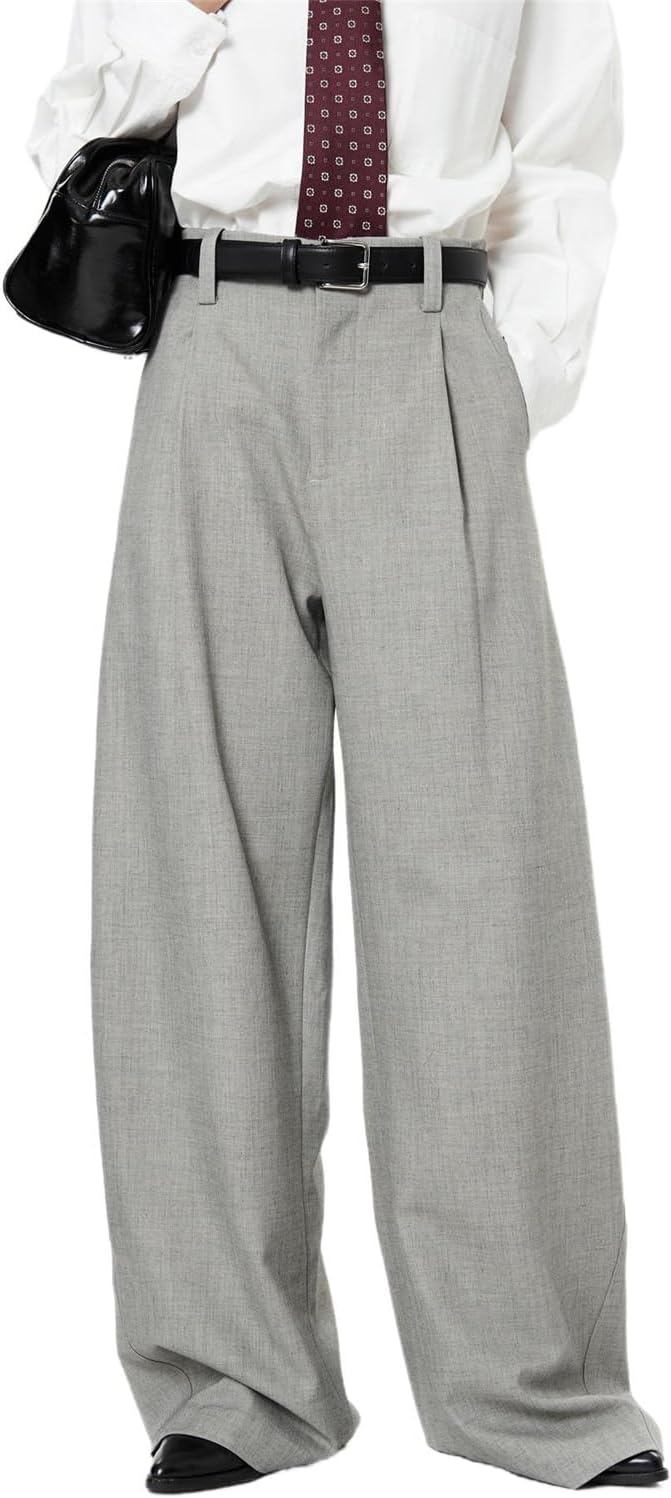 Women's Casual Pants Summer Korean Style Mid Rise Slim Fit Spandex Plus Size high Waisted Trousers for Women-Grey-Large
