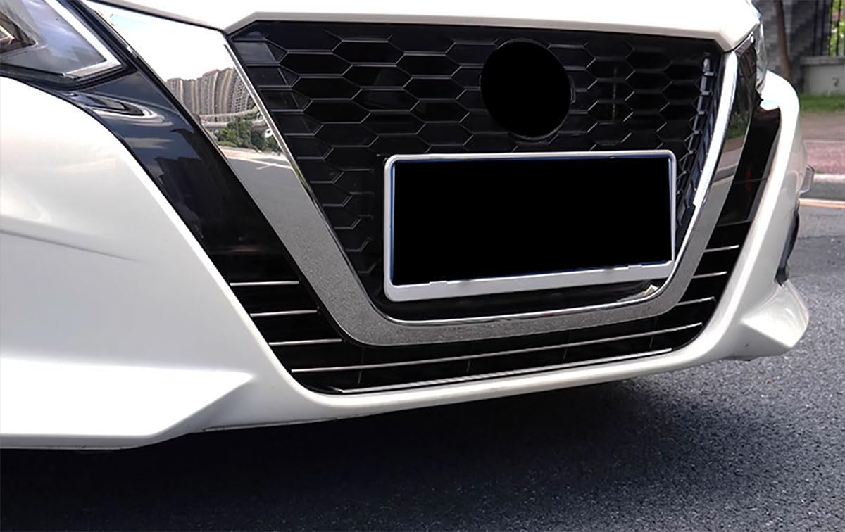 Front Grille Trim Compatible With Nissan Altima 2019 2020 2021 2022 Front Lower Bumper Grille Strip Frame Cover Exterior Car Accessories Stainless Steel 8 PCS(Silver)