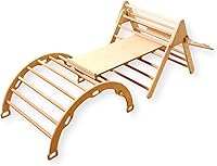 Kidodido Montessori Wooden Climbing Triangle Arch Set with 2 Ramps & Cushions - Toddler Indoor Play Gym Playground